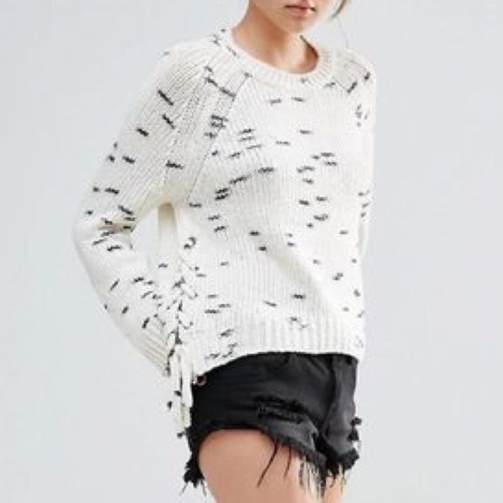 John + Jenn NWOT Lace-Up Side Jumper/Sweater
